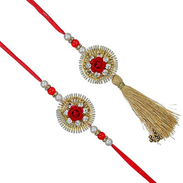 Webelkart Rakhi Pair Of Bhaiya And Bhabhi With Free Wooden Raksha Bandhan Magnet Gift For Bhaiya Bhabhi.Rakhi For Brother and Sister,Lumba Rakhi For Bhabhi, Couple Gift Set