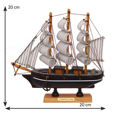 JaipurCrafts Wood, Paper Antique Lucky Decorative Sailing Ship Showpiece, 24 CM, Multicolour, 1 Piece