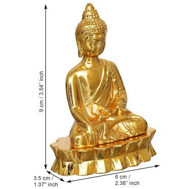 JaipurCrafts Premium Lord Metal Gautam Buddha Statue Showpiece for Home/Office Decor |Decorative Items for Home - Car Dashboard Idols (3.5" Inches-Gold)