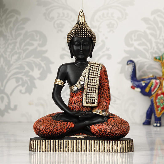 Webelkart Premium Meditating Sitting Gautam Buddha Idol Statue Showpiece for Home/Office Decor (9 Inches, Plastic)