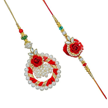 Webelkart Premium Rakhi Pair For Bhaiya Bhabhi With Free Gift Wooden Raksha Bandhan Magnet Gift For Brother And Sister,Couple Combo Set With Greeting Card And Roli Chawal