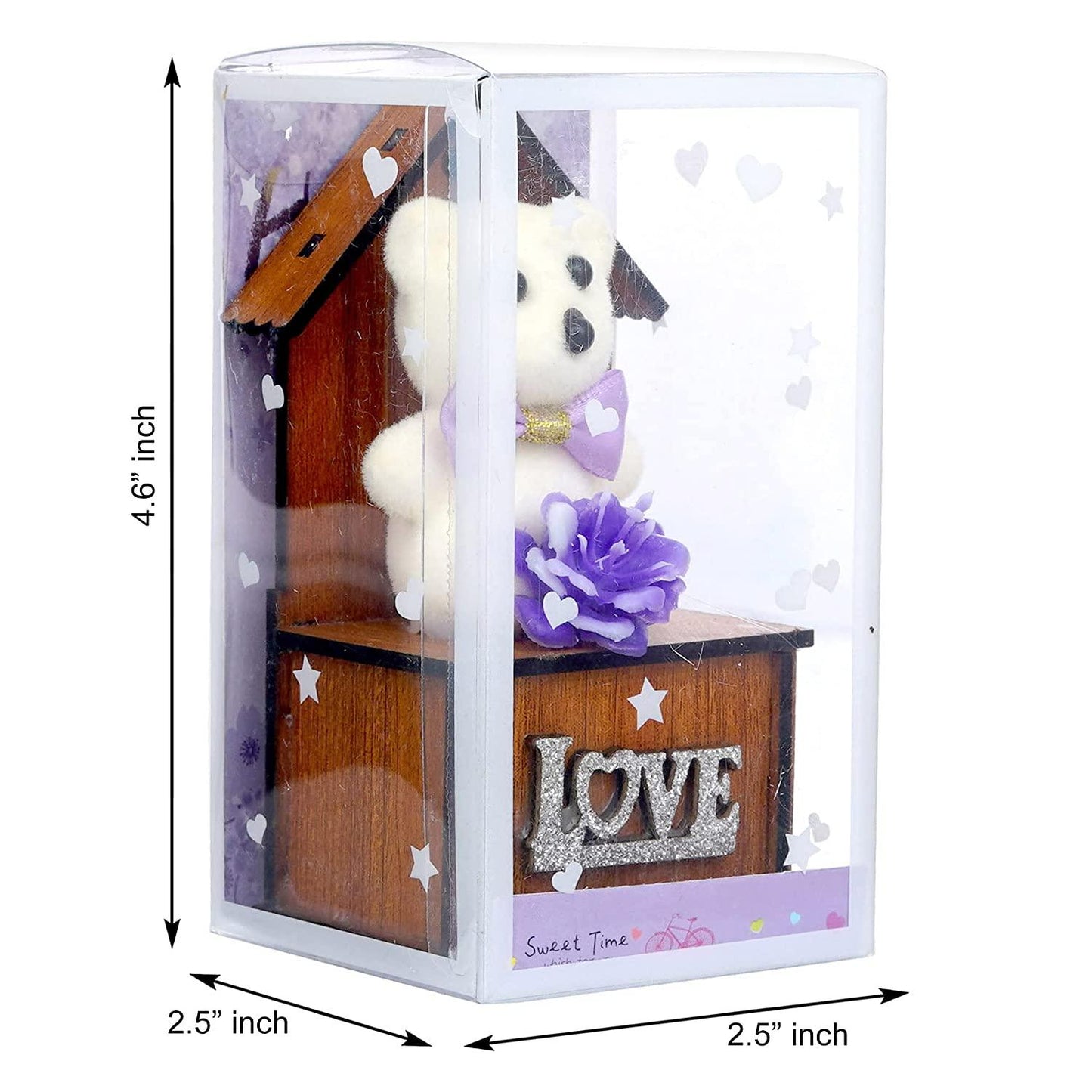 Webelkart® Premium Love Teddy Bear On Wood Stand Gift Box- Valentine Gift for Girlfriend/Boyfriend-Valentine Gift for Couples (Blue)