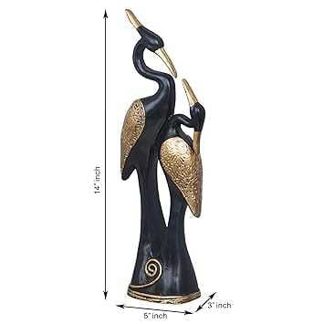 JaipurCrafts  Premium Swan Pair of Kissing Duck Showpieces for Home and Office Decor- Antique Showpieces (14 Inches, Black and Gold)
