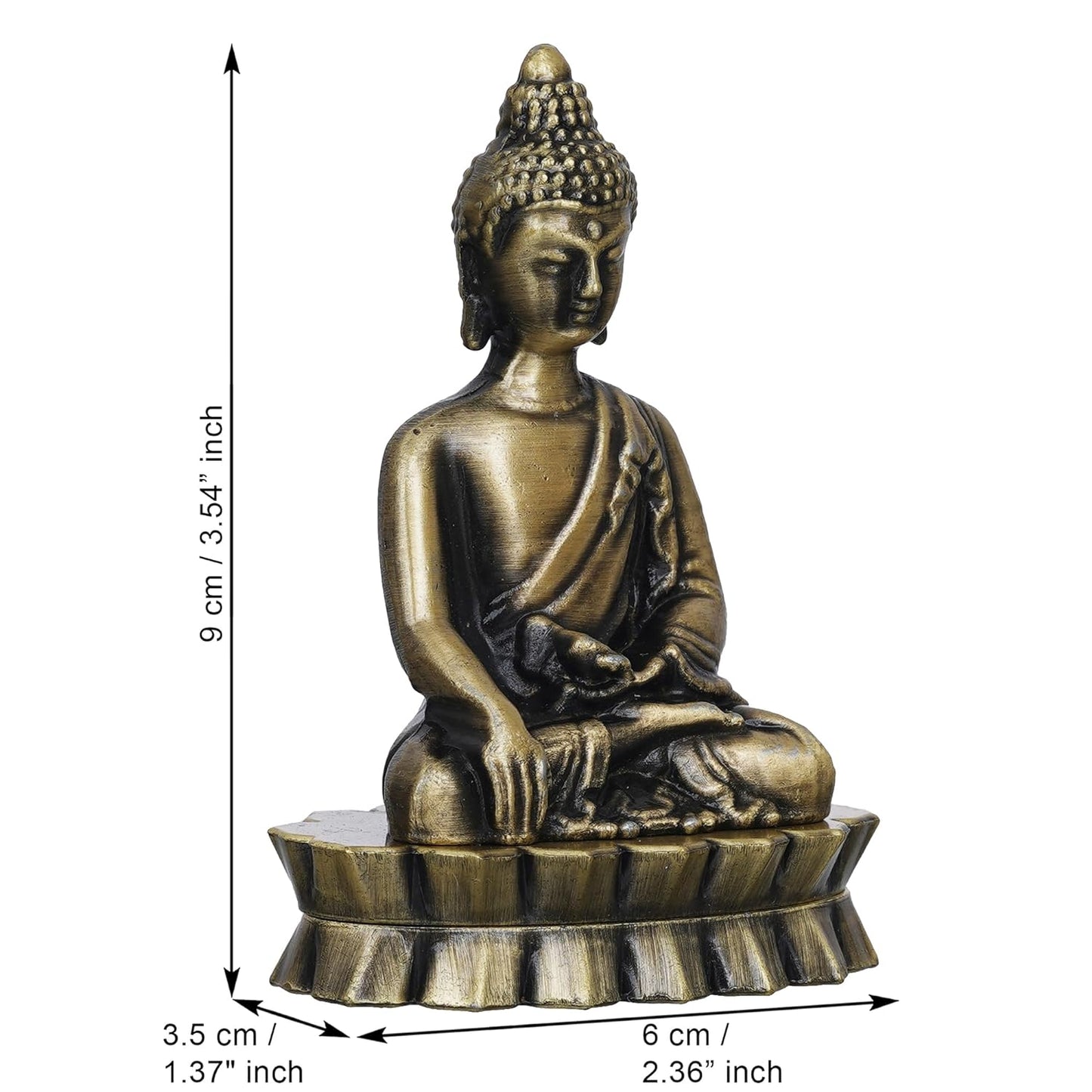 Webelkart Premium Lord Metal Gautam Buddha Statue of Sakyamuni Statue Showpiece for Home/Office Decor |Decorative Items for Home- Car Dashboard Idols (3.5" Inche)
