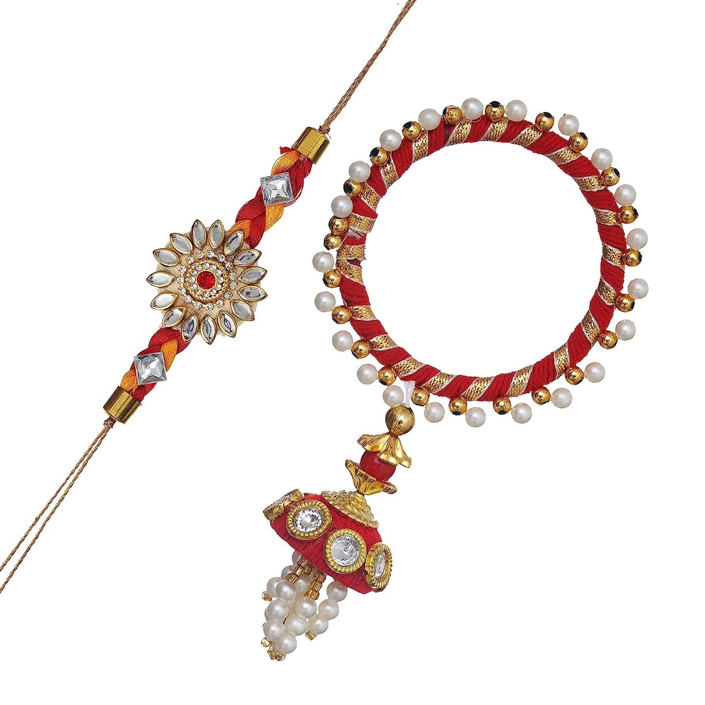 JaipurCrafts Combo Of 2 Lumba Rakhi Set For Bhaiya And Bhabhi. Rakhi For Bhaiya Bhabhi, Lumba Rakhi For Bhabhi Rakshabandhan Gift