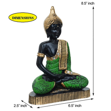 Webelkart Premium Meditating Sitting Gautam Buddha Idol Statue Showpiece for Home/Office Decor/Living Room Decor (8.5 Inches, Plastic) (Green)
