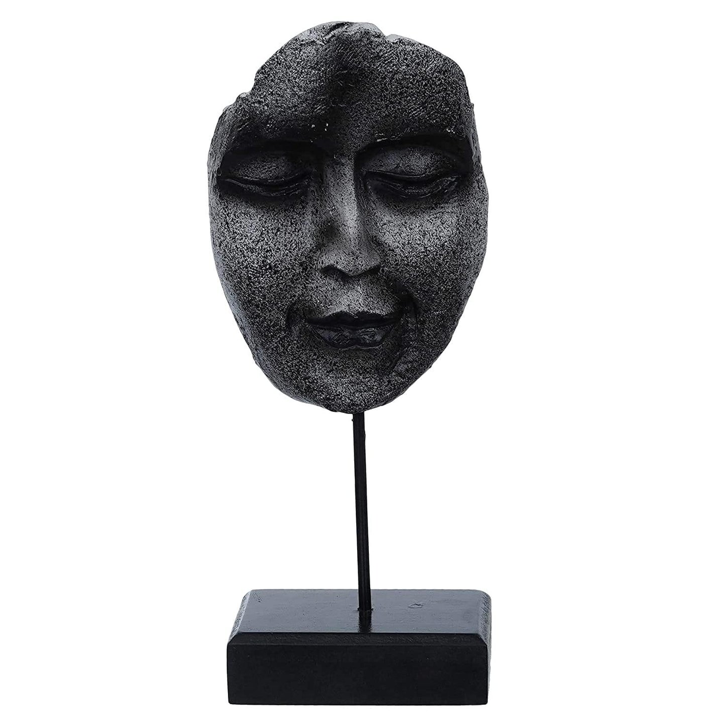 Webelkart Poly Resin Human Face Sculptures Showpieces On Stand Showpiece for Home Decoration Living Room Bedroom Office Décor (Black, 9 Inches)