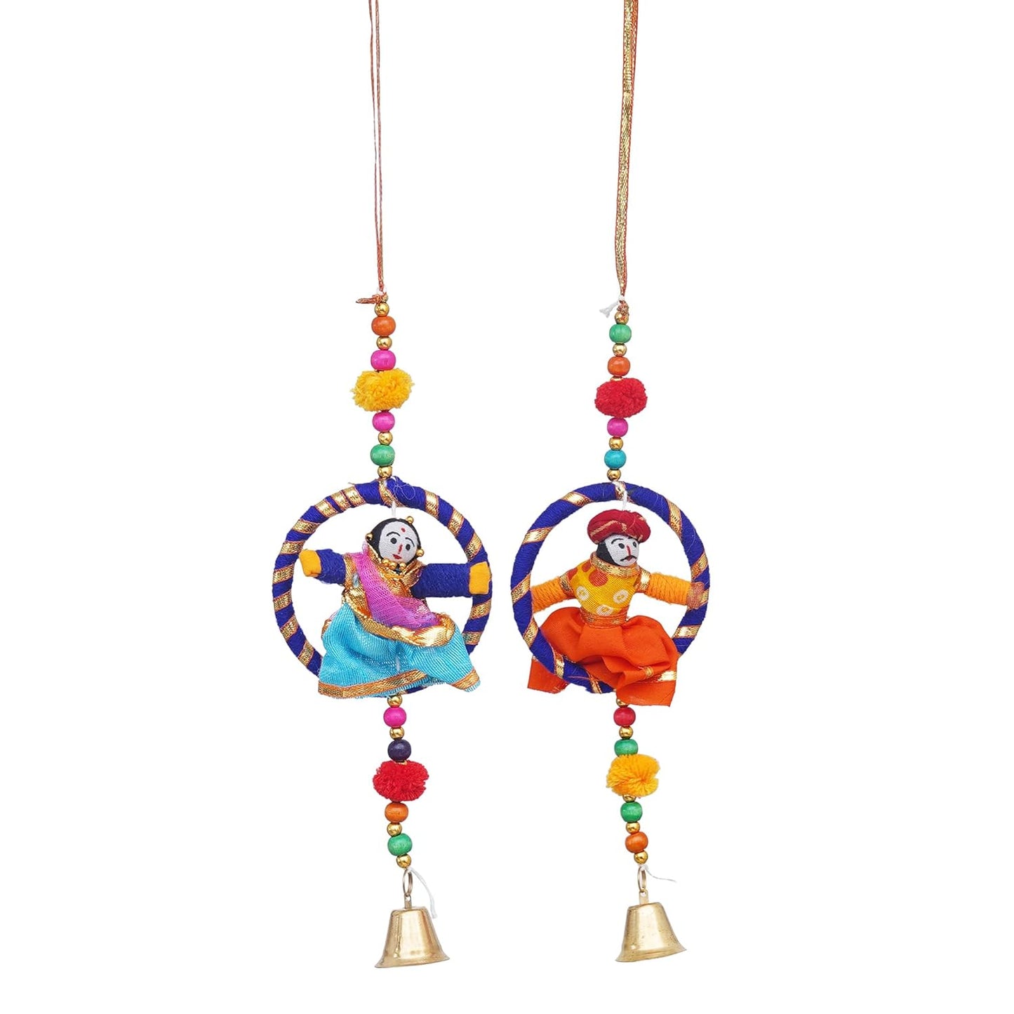 JaipurCrafts Handmade Rajasthani Idol/Door Hangings/Wall Hanging/Home and Office Decor/Home Furnishin Jaipuri Couples (puppetswallhanging-2)