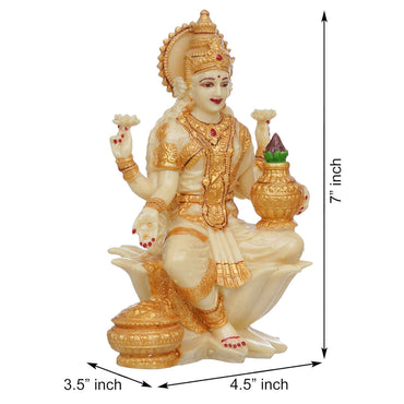 Webelkart Premium Resin Laxmi Ji Idol Statue for Home Decor | laxmi ji Murti for Office | Diwali Pooja Decorations| Diwali Pooja Idol (7" Inches)