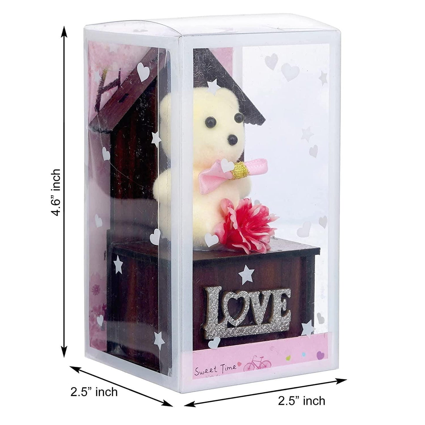 Webelkart® Premium Love Teddy Bear On Wood Stand Gift Box- Valentine Gift for Girlfriend/Boyfriend-Valentine Gift for Couples
