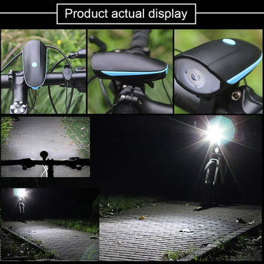 BikeMate: 2-in-1 Rechargeable Bicycle Light with Horn, Waterproof LED Headlamp with 3 Light Modes & 140dB Bike Bell for Night Rides & Cycling Safety