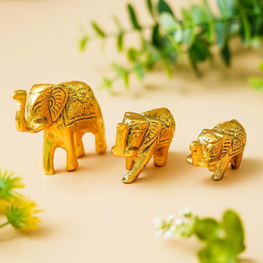Webelkart Premium Set of 3 Elephant Family Statue Showpiece for Home Decor, Animal Figurines for Office |Table & Gift Article,Fengshui Vastu Lucky Decorative Items