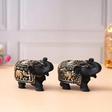 Webelkart Premium Set of 2 Resin Elephant tusks Statues, Animal Figurines Decorative Showpieces for Home Decor|Table & Gift Article,Animal Decorative Showpiece (6.30" Inches)