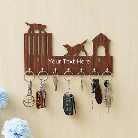 Webelkart Customised Cat Designer Wooden Key Chain Holder for Home and Living Room Decor| Key Holder for Home Decor Key Stand