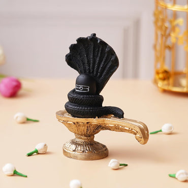 JaipurCrafts Premium Shivling with 5 Snake Shiv Lingam Statue Snake Idols of Shiva for Home Temple Decorative Diwali Vastu Gifts (Resin-5.11" Inches)