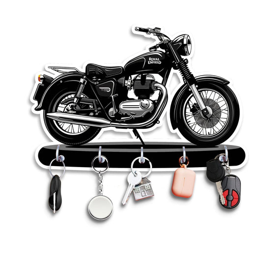 JaipurCrafts Premium HD UV Printed Bullet Bike Shape Wooden Key Holder Home and Office Decor- home decor items for wall (9.5 x 6.5 Inch, Wood, Multicolor)