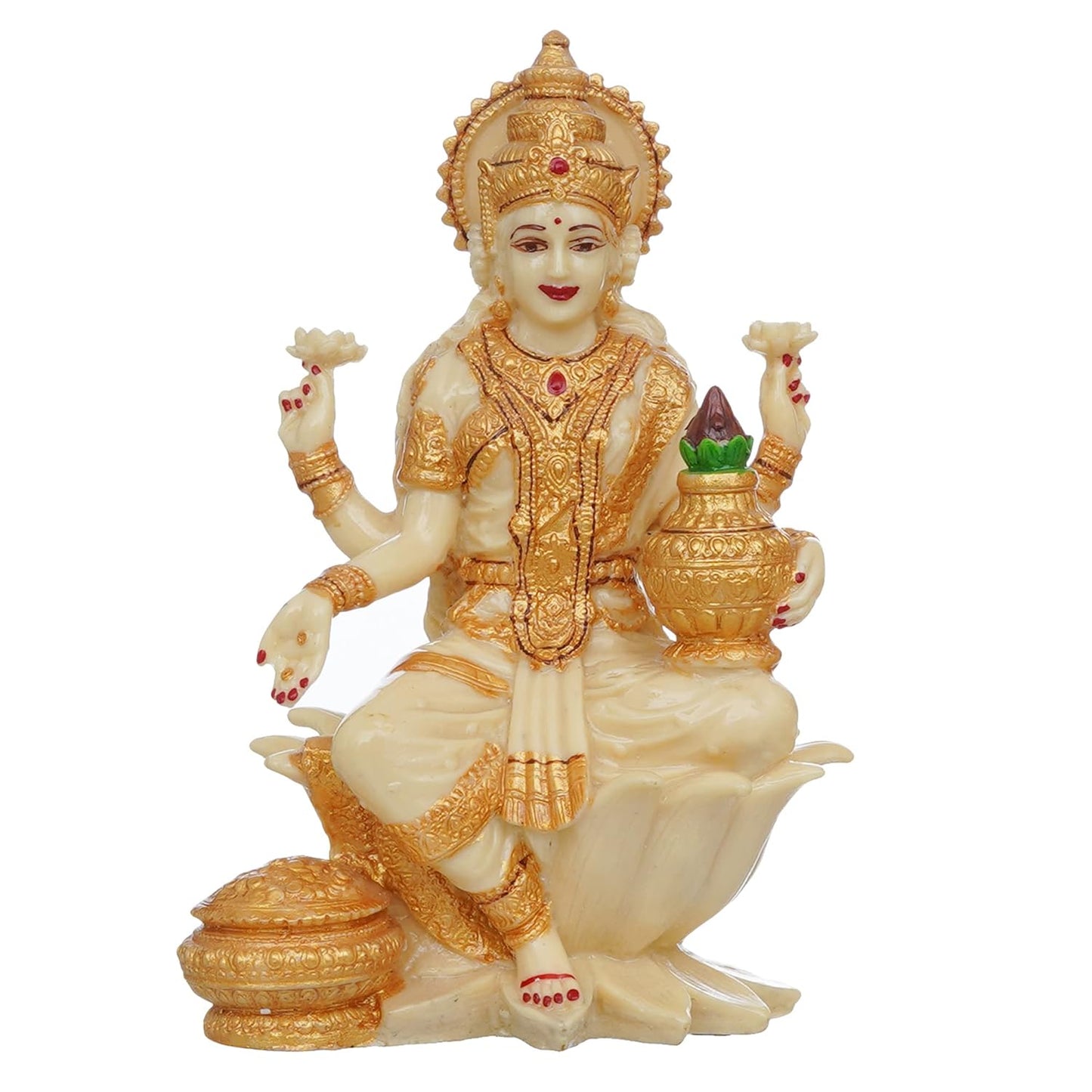Webelkart Premium Resin Laxmi Ji Idol Statue for Home Decor | laxmi ji Murti for Office | Diwali Pooja Decorations| Diwali Pooja Idol (7" Inches)