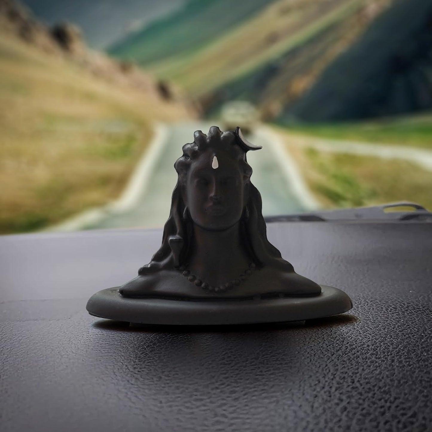 JaipurCrafts Premium Polyresin Adiyogi Shiva Statue for Home and Car Dashboard (Self Adhesive, Black, 2.5 in)