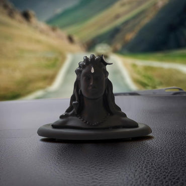 JaipurCrafts Premium Polyresin Adiyogi Shiva Statue for Home and Car Dashboard (Self Adhesive, Black, 2.5 in)