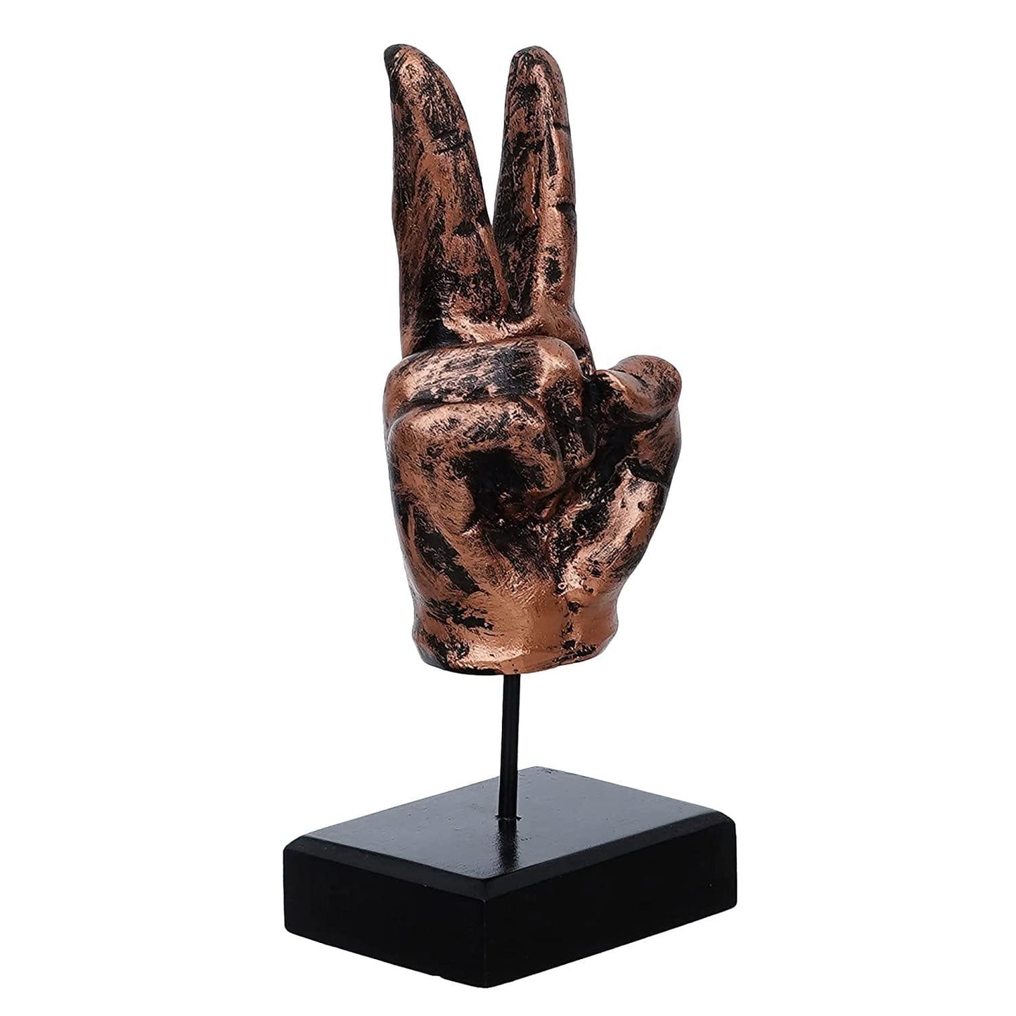 Webelkart Polyresin Modern Hand Gesture Desk Statues Human Finger Polyresin Showpiece Statue On Iron Stand