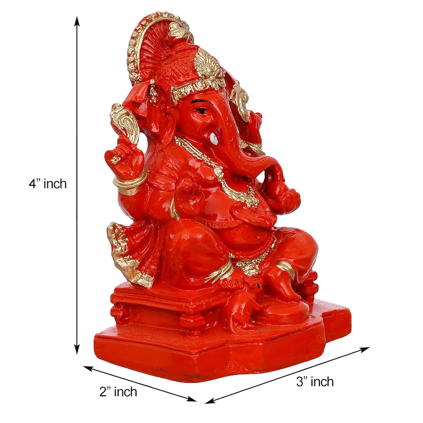 JaipurCrafts Polyresin Ganesha Statue for Car Dashboard Ganesha Murti Ganpati Idol Figurine for Home Temple| Ganesha Idol for Car Dashboard -Ganesha Idol for Home Decor Entrance (4 inches,Orange)