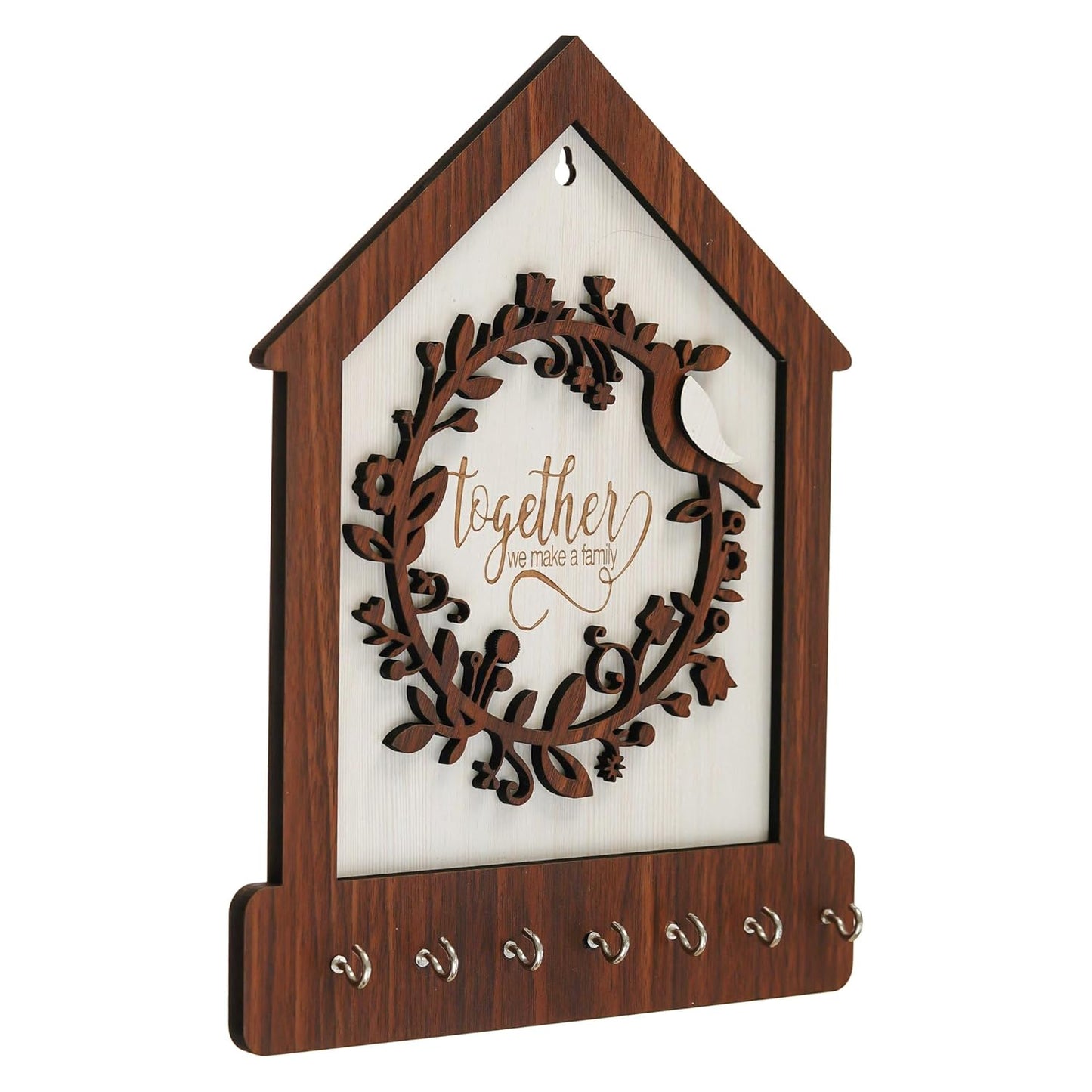 Webelkart Premium Family Designer Wooden Key Holder for Home/Office Decor, Key Holder for Wall Decor/Key Chain for Home Decor (12" inches)