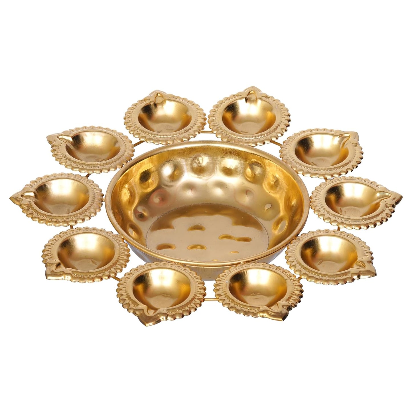 Webelkart Premium Gold Plated Flower Decorative urli Bowl for Home Decor- Handcrafted Bowl for Floating Flowers-Diwali Decoration Items (9.84" Inches)