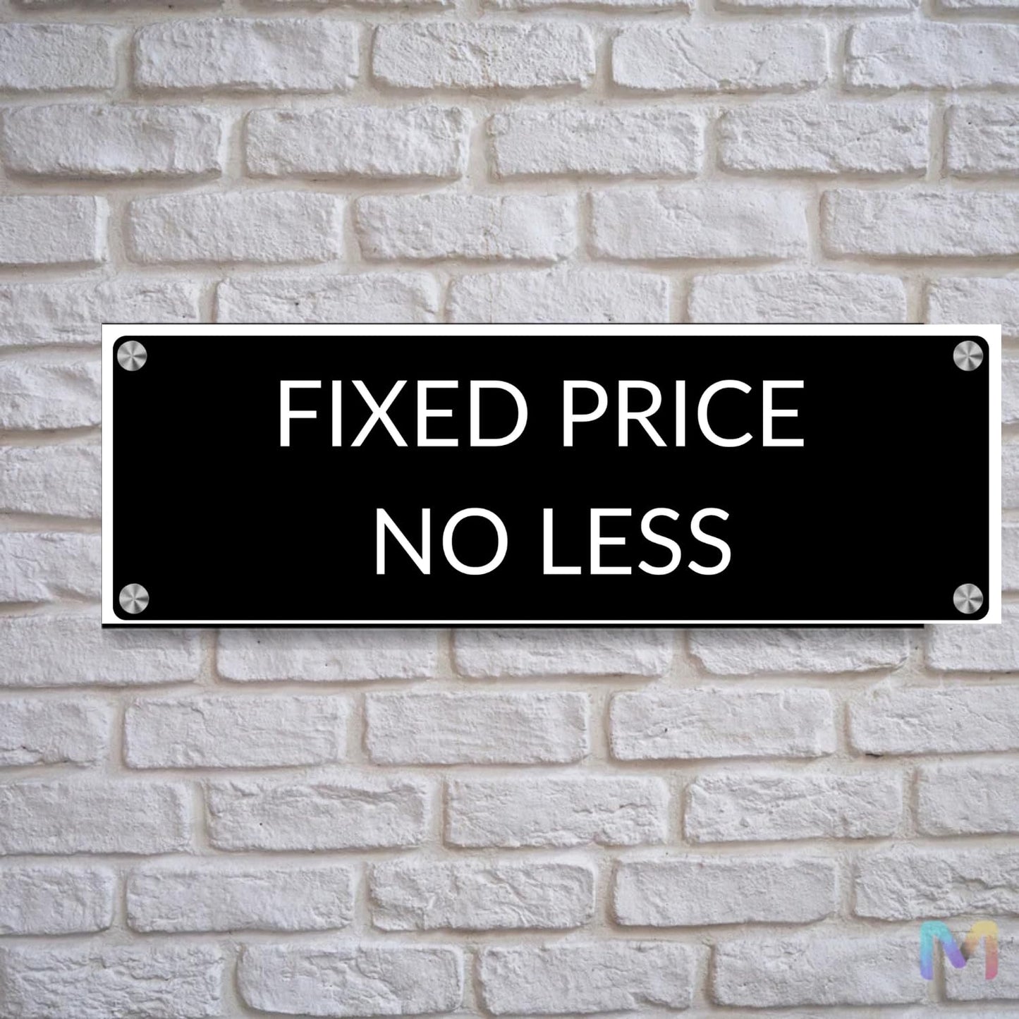 Webelkart Premium Acrylic FIXED PRICE NO LESS Shop Name Plate for Cafe and Restaurants,(9"x3" Inches)