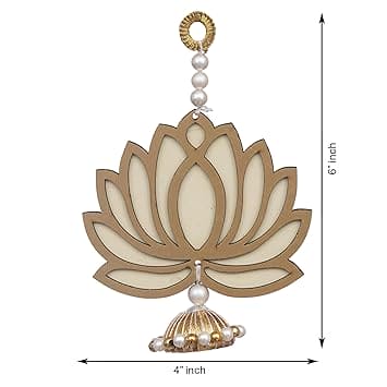 JaipurCrafts  Premium Yellow Lotus Wall Hanging |Lotus Back Drop Hanging Wall Hanging Home and Office Decor (Wood Set of 5) 6" Inches