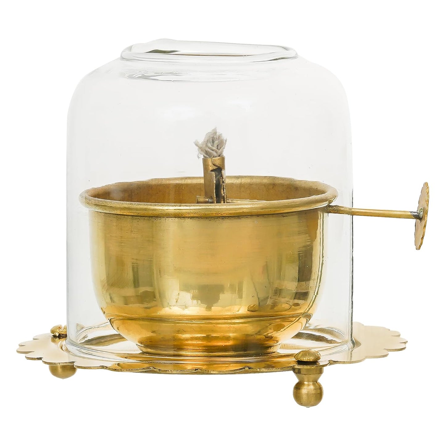 Webelkart Antique Lanterns for Home Decor Akhand Diya with Lifting Screw for Puja Decor|Oil Puja Lamp for Aarti Pooja Article Metal Diya for Diwali ( 3" Inches- Metal )
