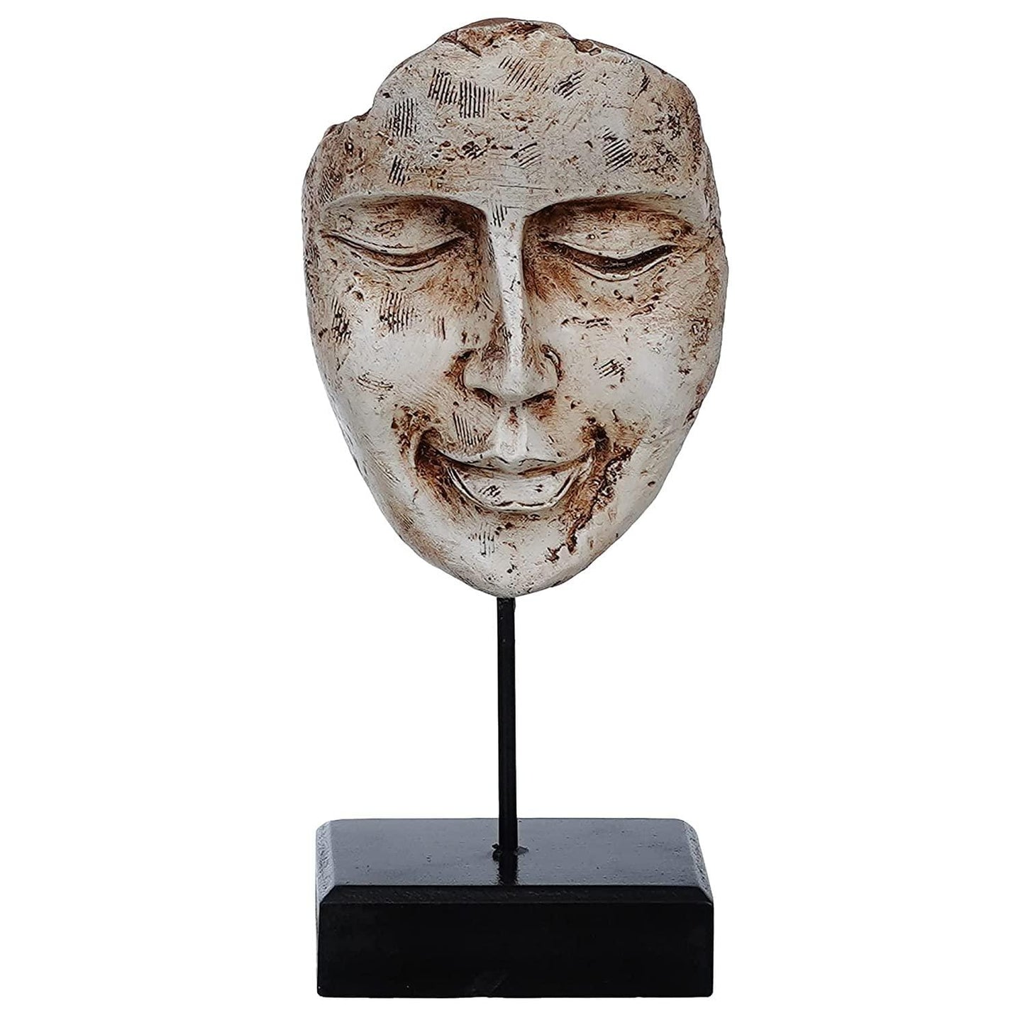 Webelkart Poly Resin Human Face Sculptures Showpieces On Stand Showpiece for Home Decoration Living Room Bedroom Office Décor (White Gold, 9 Inches)