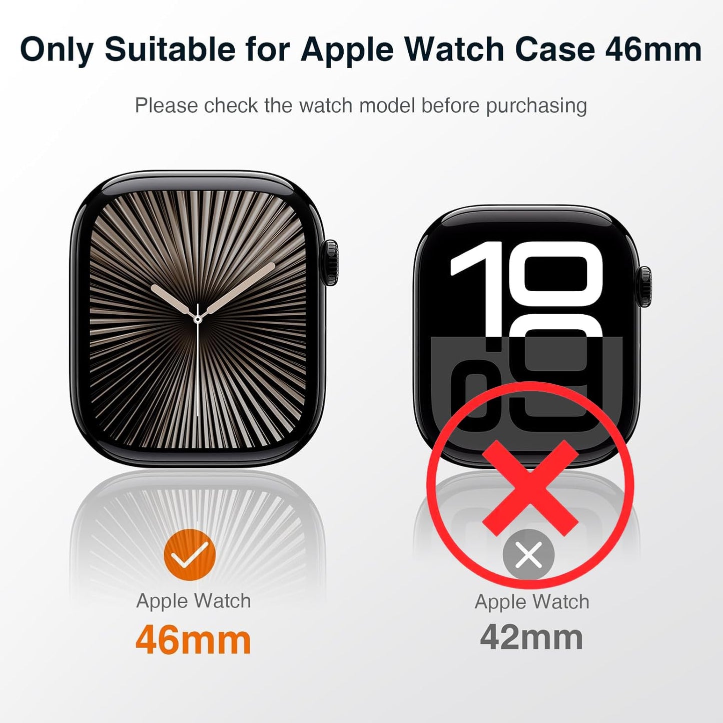 Zitel Case for Apple Watch Series 10 46mm Screen Protector Cover - Black