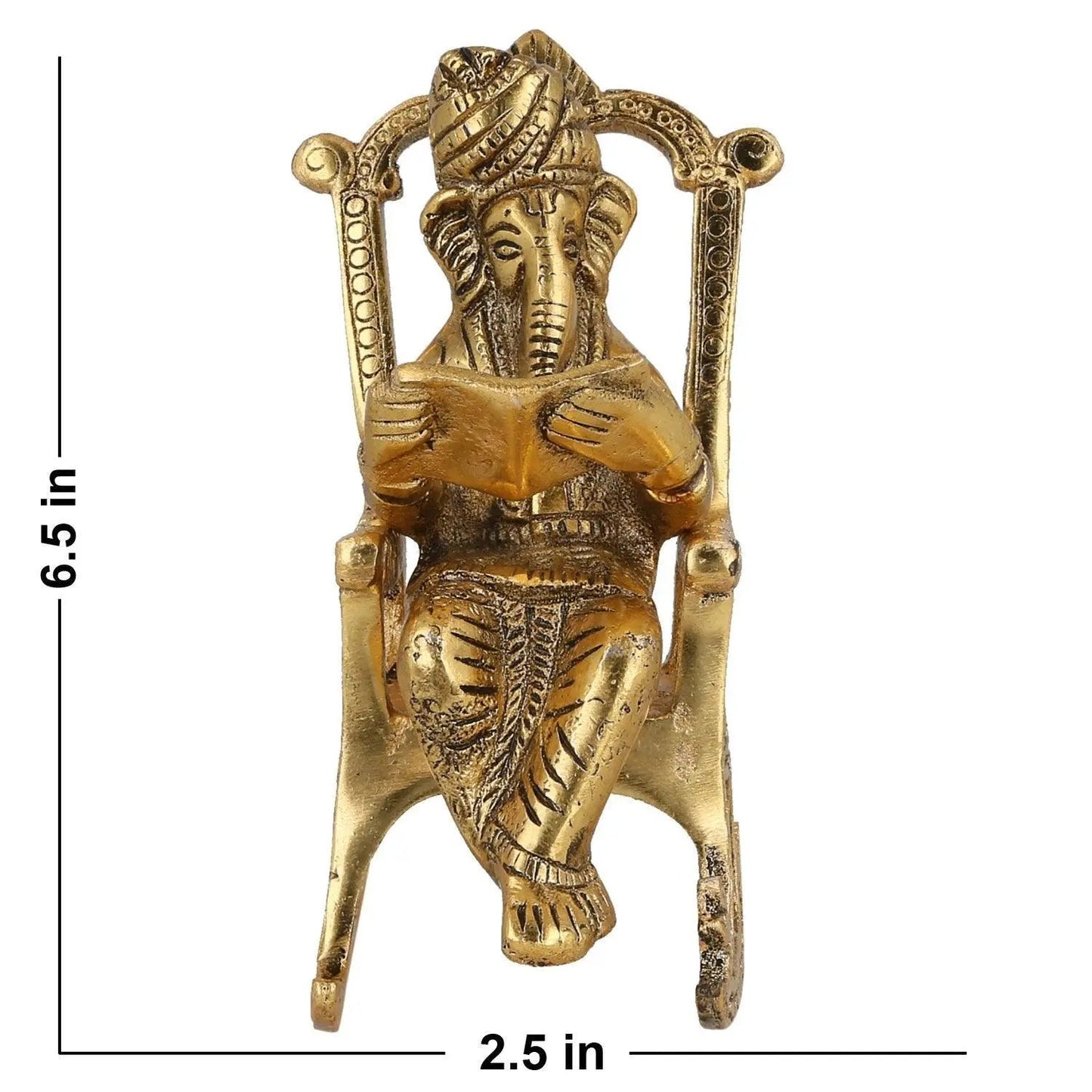 JaipurCrafts Handcrafted Home Decorative Lord Ganesha Statue (6.50 IN, Aluminium, Gold)