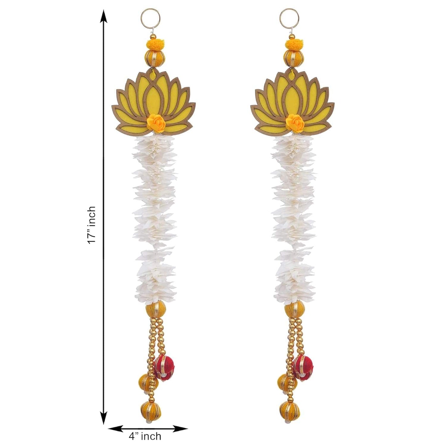 JaipurCrafts  Premium Yellow and Gold Lotus Wall Hanging |Lotus Back Drop Hanging | Wall Decor |Temple Decor Home and Office Decor (Set of 2) 17" Inches