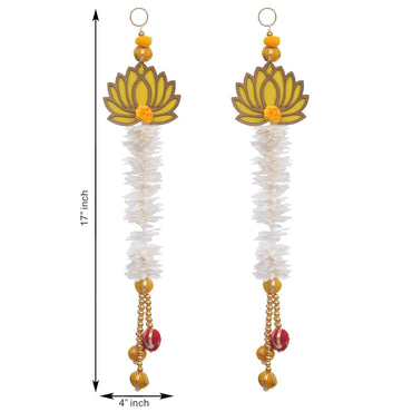 JaipurCrafts  Premium Yellow and Gold Lotus Wall Hanging |Lotus Back Drop Hanging | Wall Decor |Temple Decor Home and Office Decor (Set of 2) 17" Inches