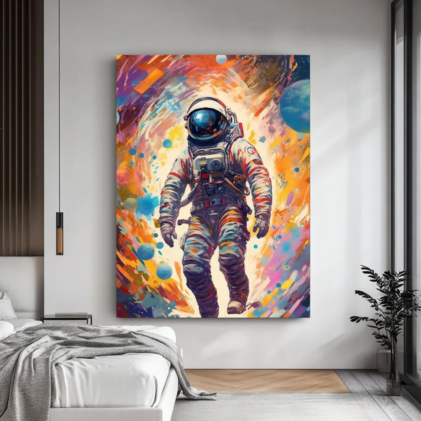Webelkart Premium Acrylic Astronaut Canvas Painting For Wall Decoration/Wall Art Print for Living Room/Home Decoration Gift Item, Wall Painting (19 x13 Inches) Wall Art