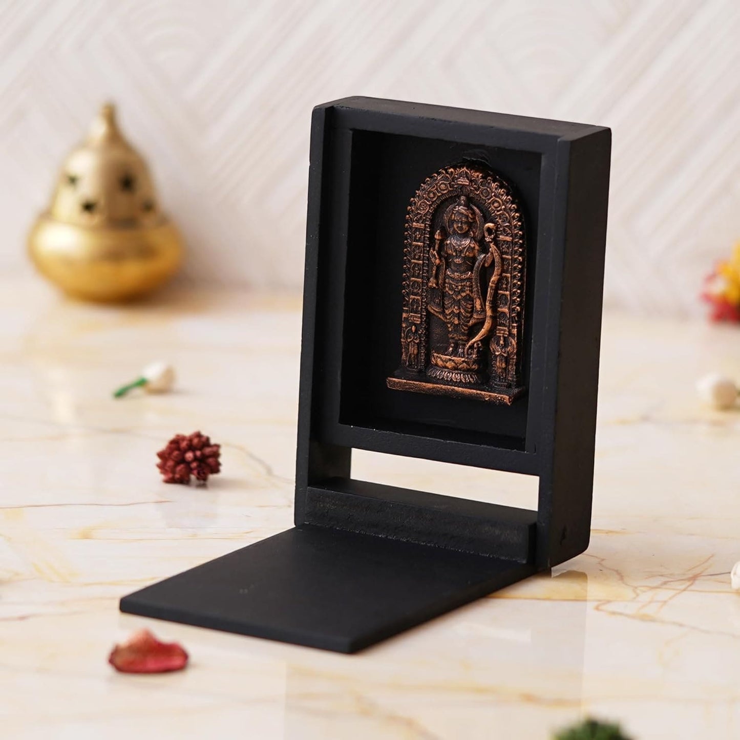 Webelkart Premium Ram Lalla Statue for Home Decor | Ram Lalla Idol Ayodhya Shree Ram Murti Showpiece Car Dashbord (5.11" Inches-Resin) Copper