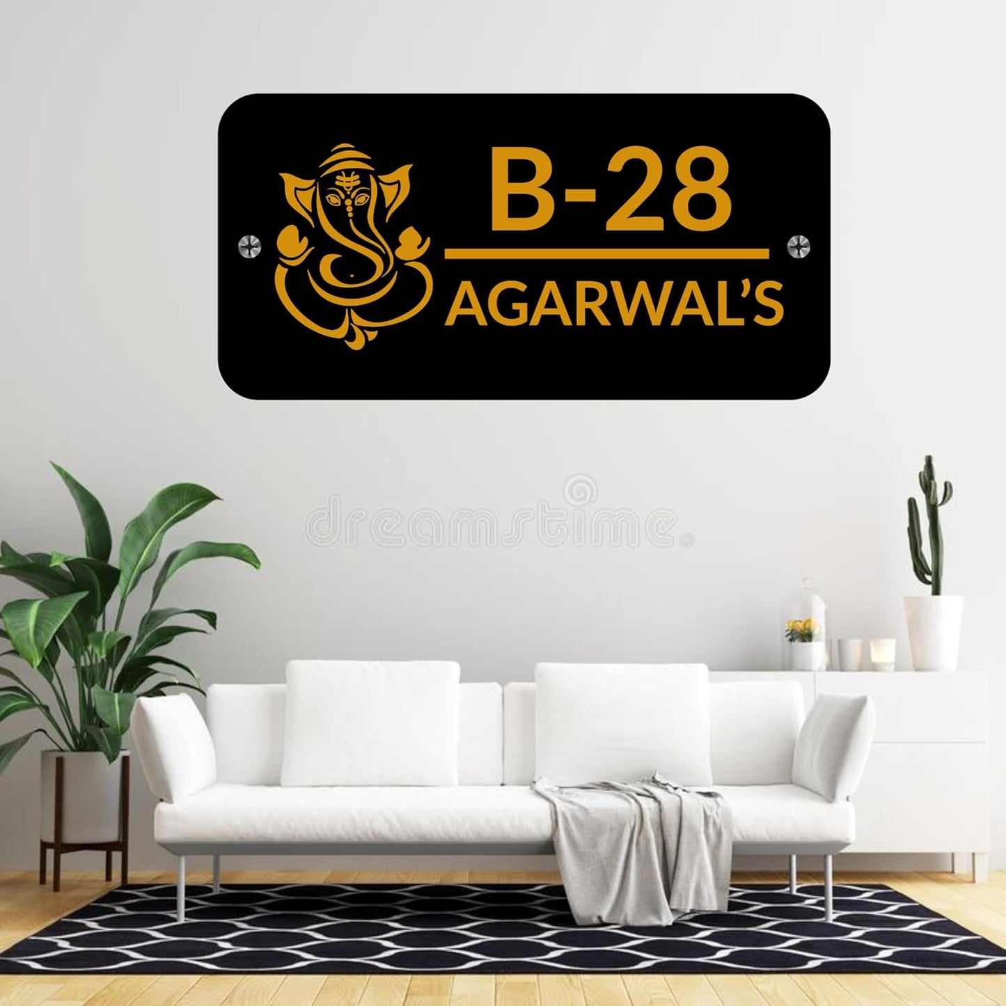 Webelkart Premium Customised Acrylic House Name Plate For Home Entrance Outdoor - 10 X 5 Inches, Black