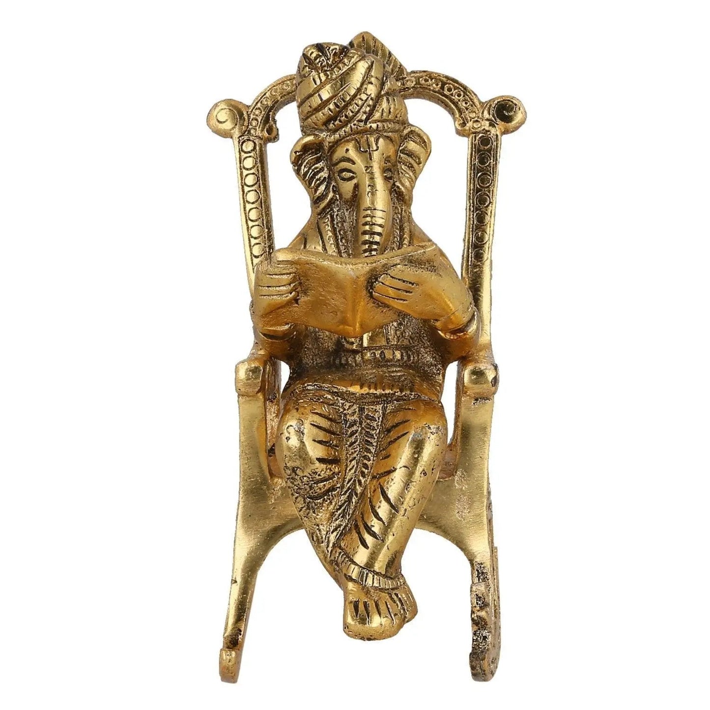 JaipurCrafts Handcrafted Home Decorative Lord Ganesha Statue (6.50 IN, Aluminium, Gold)