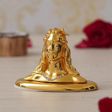 Webelkart Premium Metal Adiyogi Shiva Statue for Home and Car Dashboard (Self Adhesive, 2.5 in) (Gold)