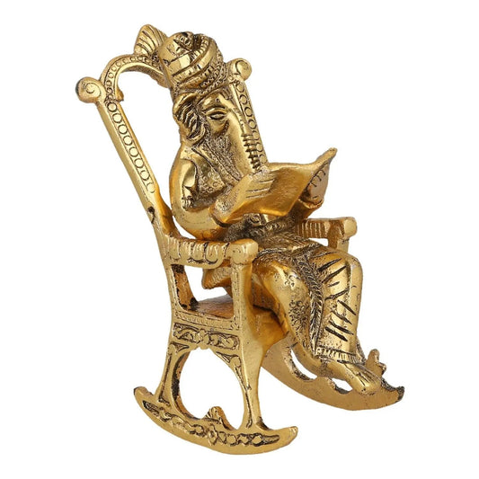 JaipurCrafts Handcrafted Home Decorative Lord Ganesha Statue (6.50 IN, Aluminium, Gold)