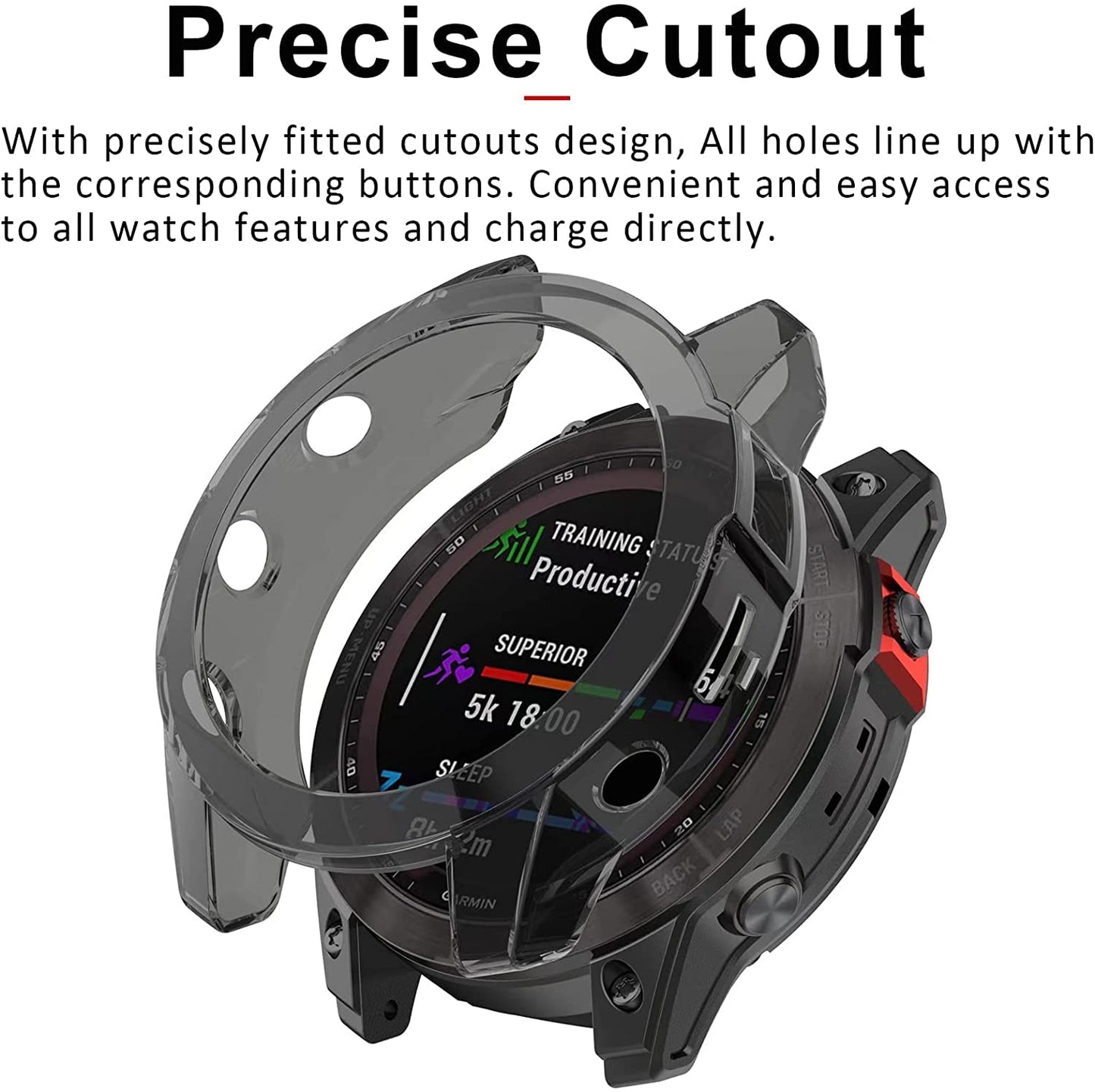Zitel Case for Garmin Fenix 7X / Fenix 7X Solar Bumper Cover (Not for Fenix 7S / Fenix 7) - Black Tint