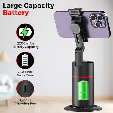 Create360: 360° Face Tracking Phone Holder with Auto Motion, Gesture Control & Remote for Vlogging, Streaming & Video Recording