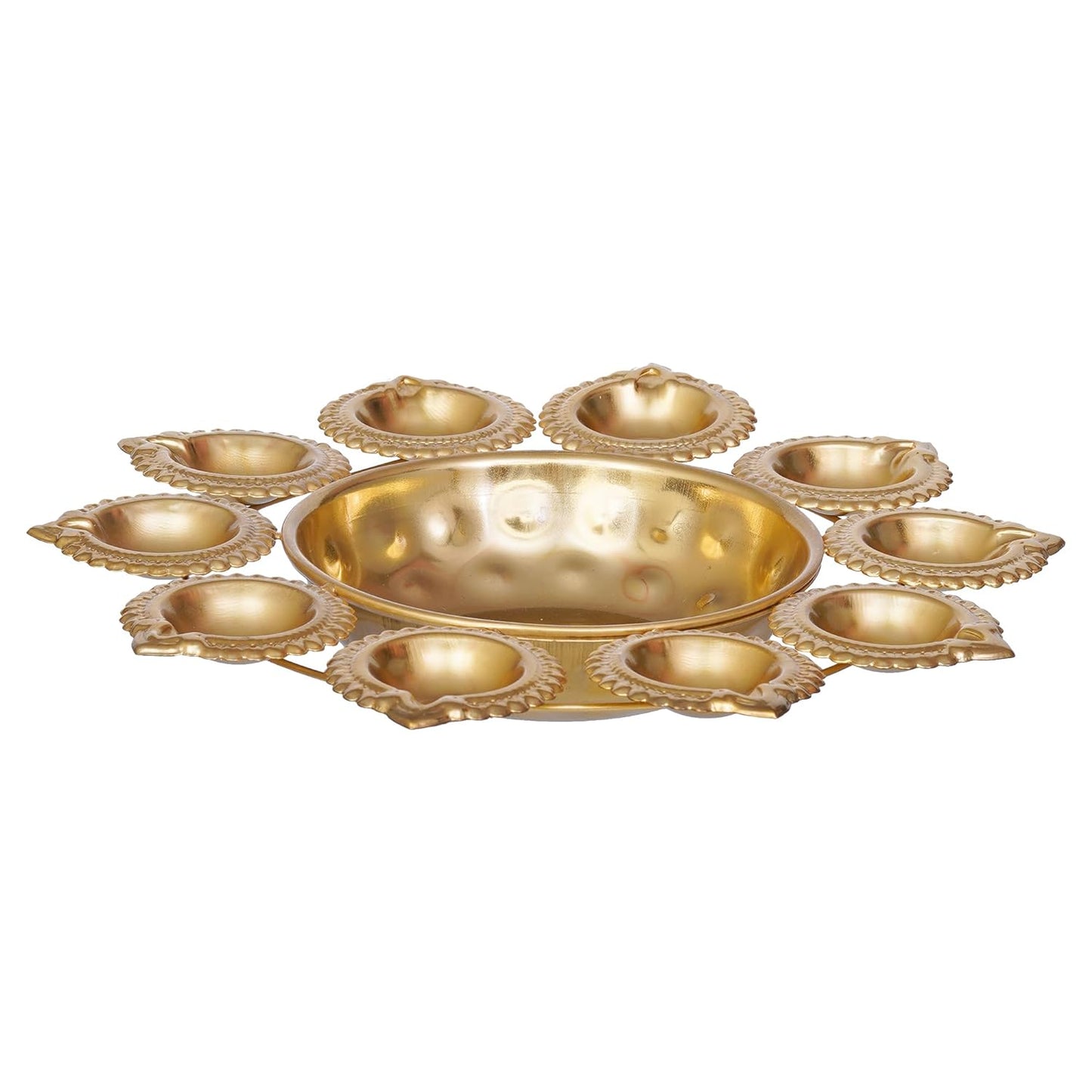 Webelkart Premium Gold Plated Flower Decorative urli Bowl for Home Decor- Handcrafted Bowl for Floating Flowers-Diwali Decoration Items (9.84" Inches)
