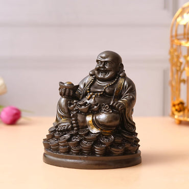 JaipurCrafts Premium Laughing Buddha Showpiece for HomeOffice Decor Feng Shui Buddha Showpiece (4.92" Inches Multicolor)
