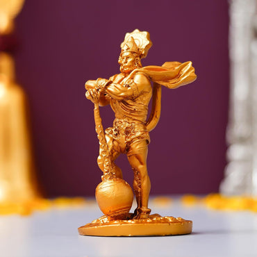 Webelkart Premium Resin Gold Lord Hanuman Ji/Balaji Ji/Bajrang Bali Idol Statue for Home/Office Decor,Hanuman Ji Murti for Puja Room, Hanuman Idol for car Dashboard (4.5" Inches)
