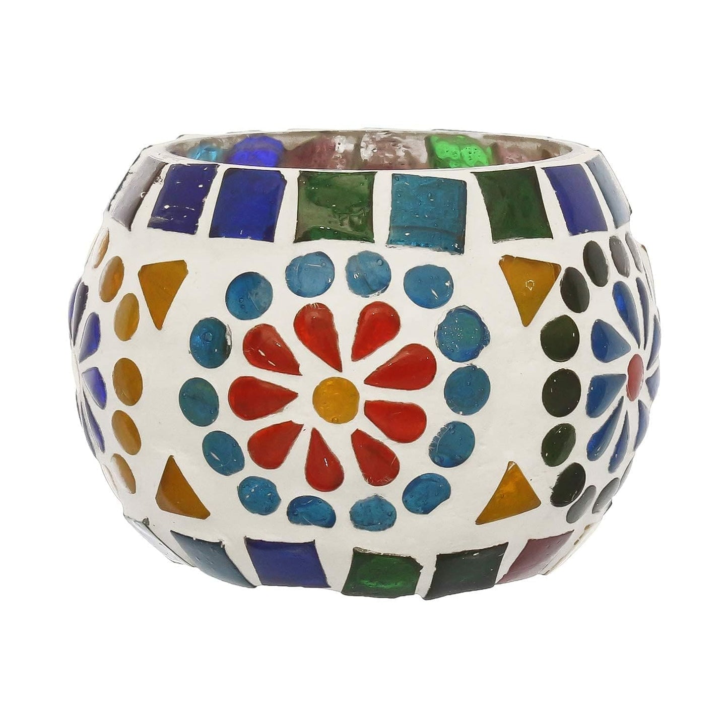 Webelkart Premium Mosaic tealight Candle Holder for Home and Christmas Decorations - (Multi -Pack of 1)- Mix Designs