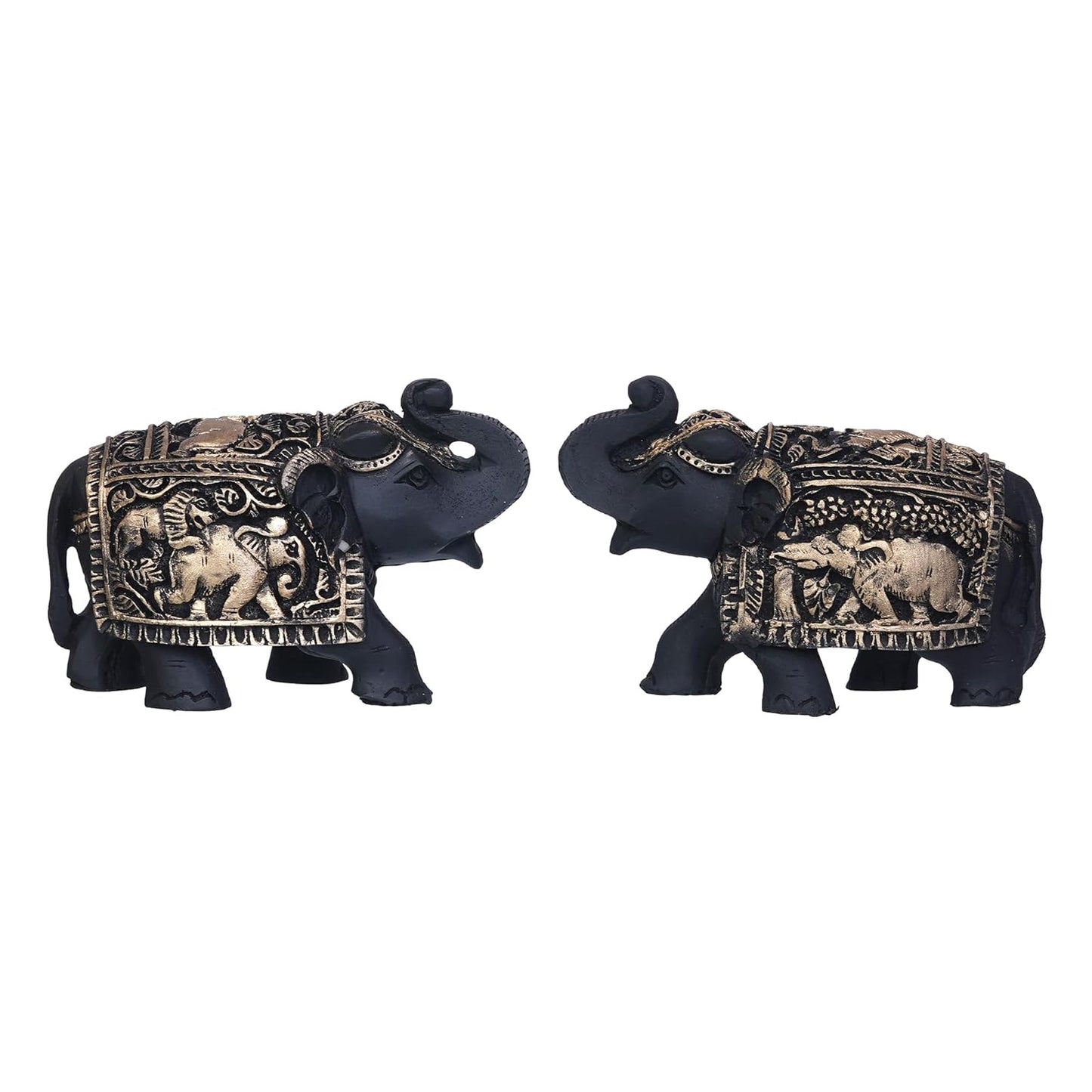 Webelkart Premium Set of 2 Resin Elephant tusks Statues, Animal Figurines Decorative Showpieces for Home Decor|Table & Gift Article,Animal Decorative Showpiece (6.30" Inches)