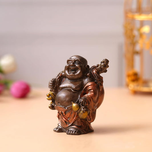 JaipurCrafts Premium Feng Shui Laughing Buddha Showpiece for HomeOffice Decor Buddha Showpiece (3.74" Inches Multicolor)