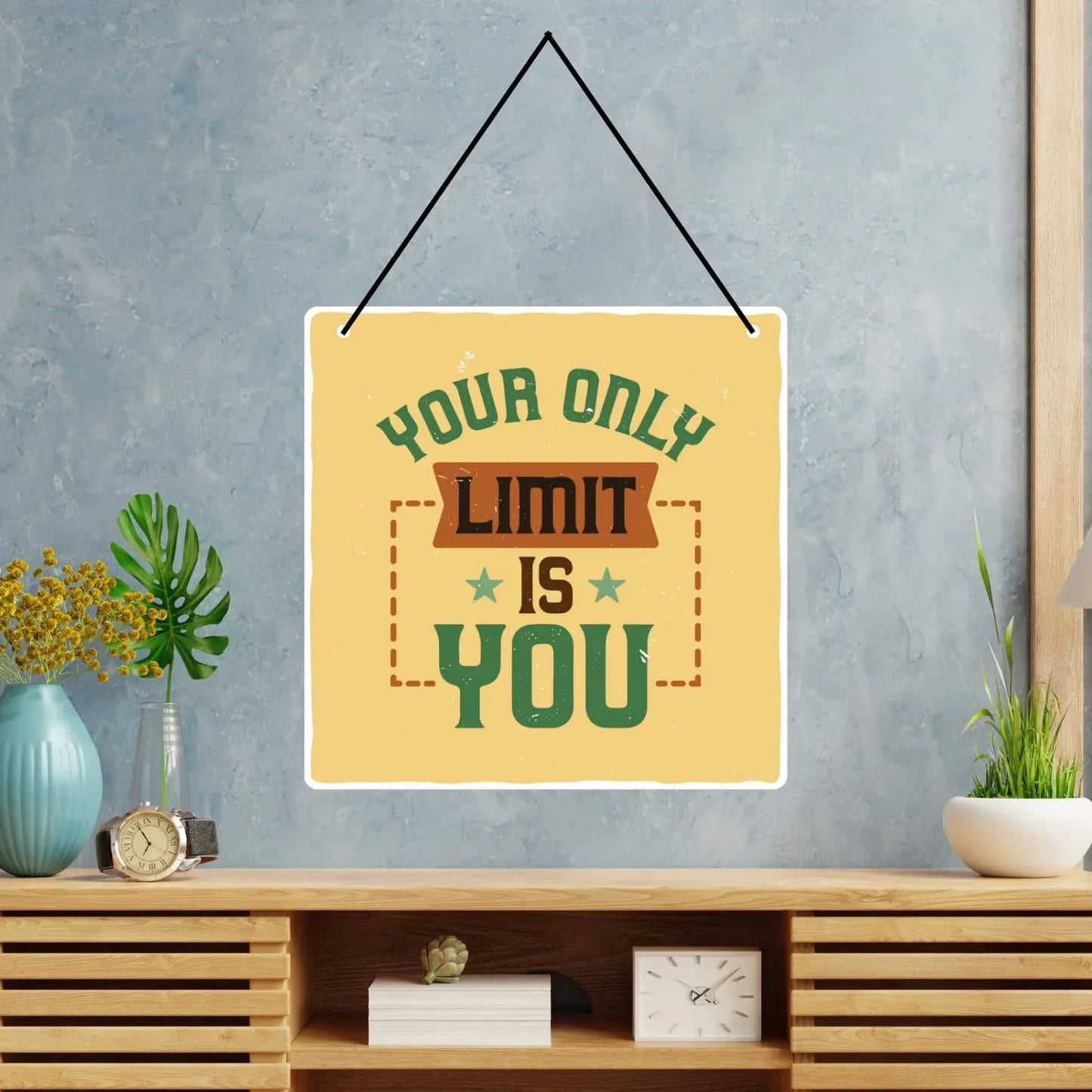 Webelkart®️ Decorative Your Only Limit is You Wall Hanging Wooden Art Decoration Item for Living Room | Bedroom | Home Decor | Quotes Decor Item | Wall Art for Hall | MDF Wall Sculpture-9.5 IN